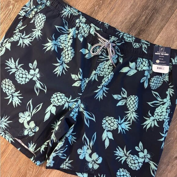 Men's Blue Floral Swim Shorts/Swim Trunks Sz XL - Picture 5 of 5